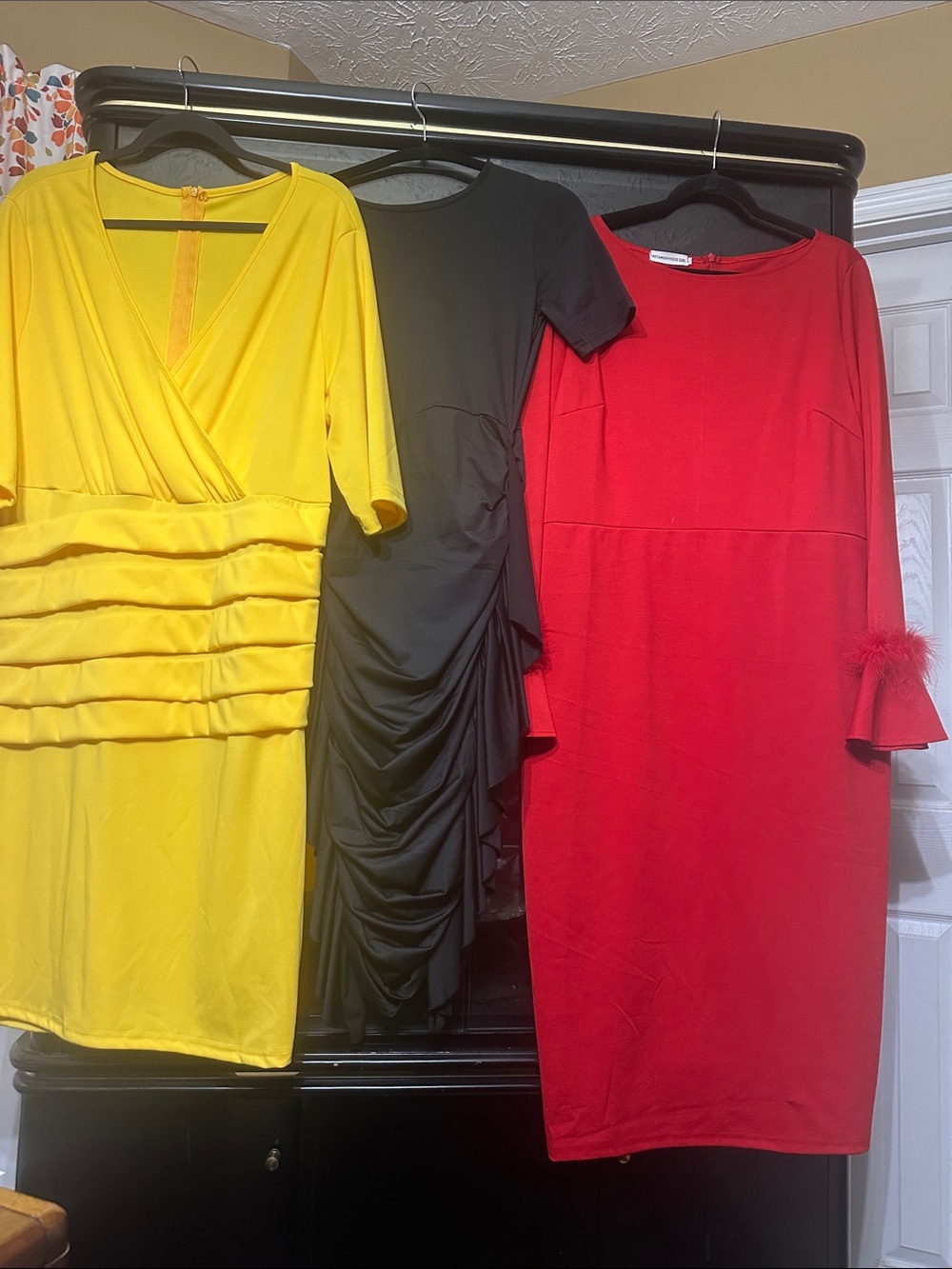 Red Midi Dress with Elegant Long Sleeves